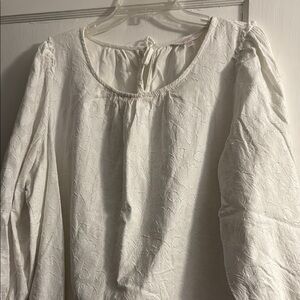 LC Lauren Conrad Cream Tie Front Blouse with Bib Collar